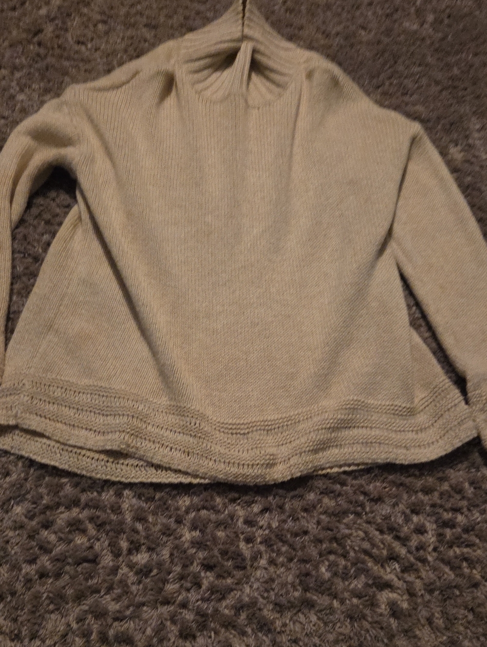 Old Navy Light Beige Turtleneck Sweater with Textured Hem